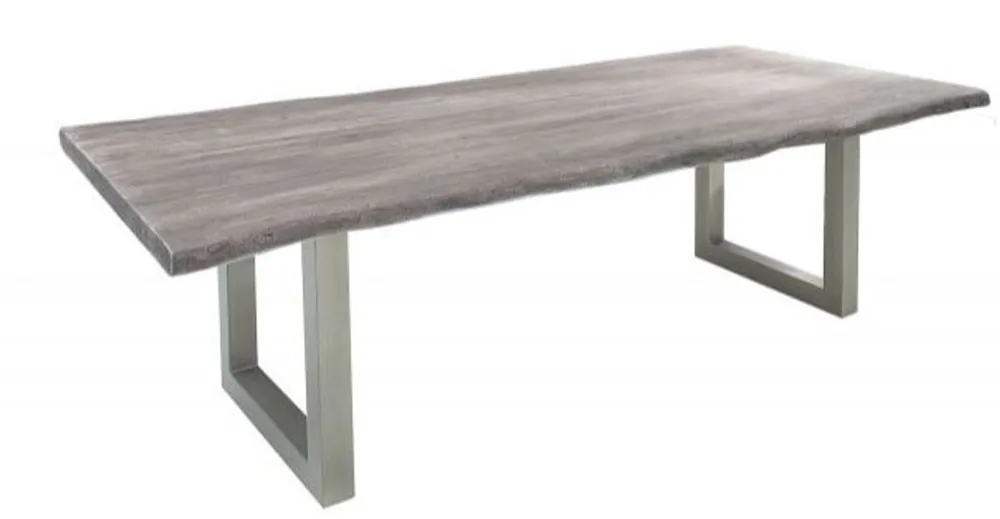 Casa Padrino Designer Mesa de comedor de madera maciza gris - Acacia - 200 x 100 x H.77 cm - Hecho de madera maciza de acacia Neue Kollektion