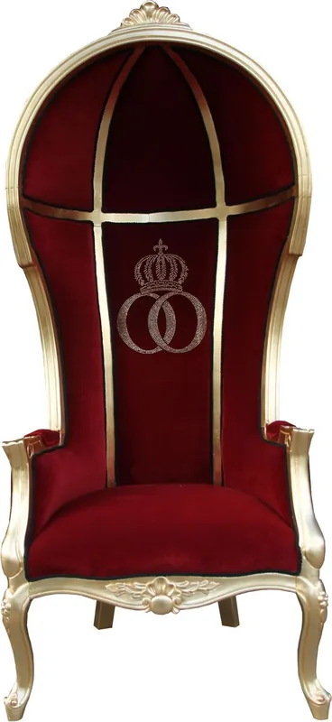 Top-Seller Pompöös by Casa Padrino Luxury Balloon Silla barroca Isabelle burdeos / negro with glittering crown - Pompööser Baroque Butaca diseñada por Harald Glööckler
