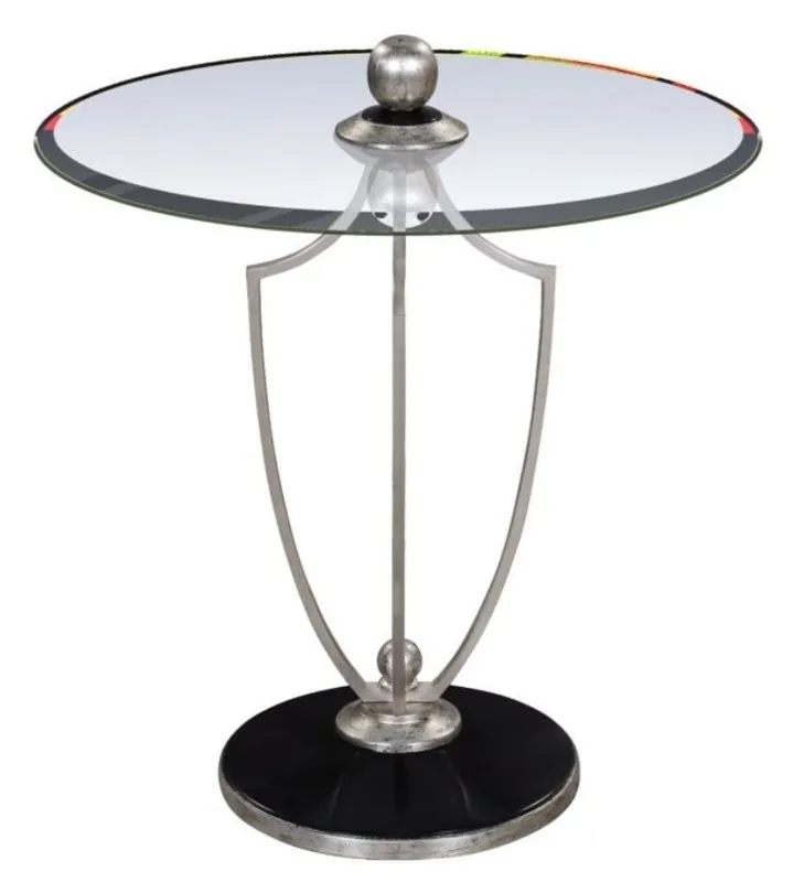 Letzte Chance Casa Padrino mesa de bar de lujo plata / negro Ø 60 x H. 70 cm - Mesa de Bar Redonda