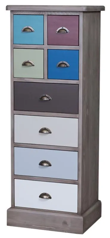 Aktuell Casa Padrino cómoda de estilo country con 8 cajones gris / multicolor 46 x 36 x H. 122 cm - Muebles de Estilo Country