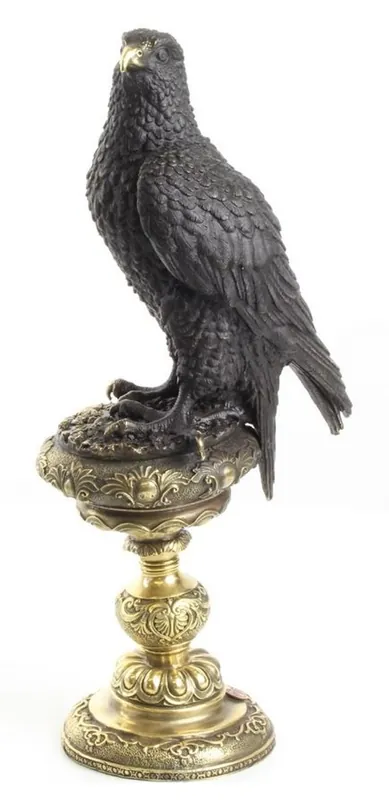 Casa Padrino figura de bronce águila negro / oro 13,3 x 18,9 x H 42,6 cm - Decoración de Lujo Sale