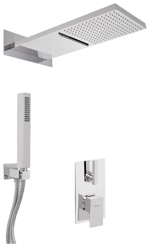 Ducha de lujo set UP-Mezclador de ducha de una sola palanca Ducha oculta Ducha de arriba con cascada Jet / Rainbeam Plata - Set de Ducha de Baño de Lujo Jetzt Kaufen