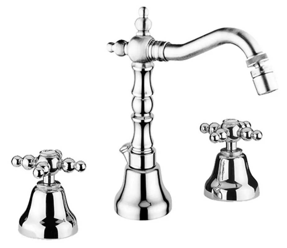 Sonderangebot Lavabo Art Nouveau Retro Bidget de Tres Orificios Plata - Mezclador de Lavabo de Lujo