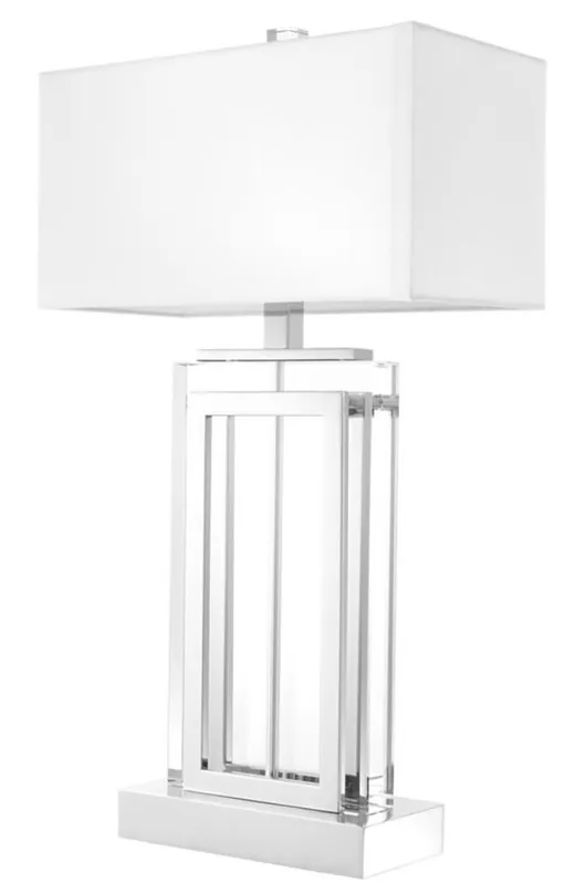 Neu Casa Padrino lámpara de mesa de lujo plata / blanco 38 x H. 67,5 cm - Mobiliario de Hotel y Restaurante