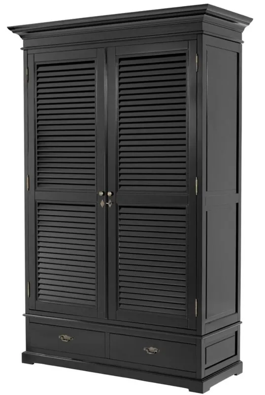 Casa Padrino armario de dormitorio de lujo con 2 puertas y 2 cajones negro 135 x 58 x H. 227 cm - Muebles de Dormitorio de Lujo Letzte Chance