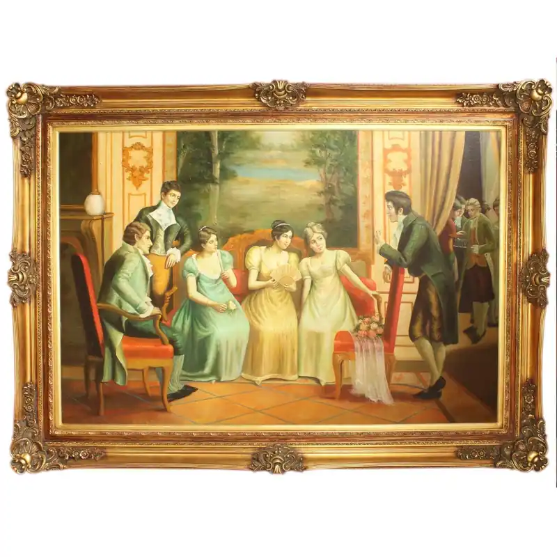 Expressversand Pintura al óleo barroca pintada a mano enorme Miss Gold Orgullo marco 225 x 165 x 10 cm - Material masivo
