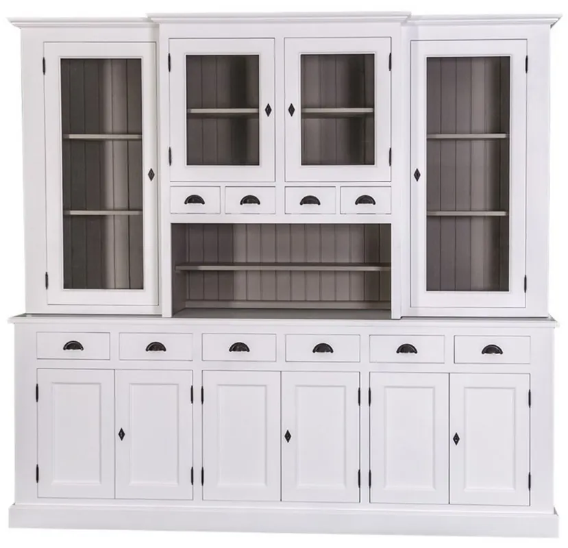 Casa Padrino gabinete de cocina estilo country blanco / gris 244 x 45 x H. 225 cm - Gabinete de Cocina de 2 Piezas con 10 Puertas y 10 Cajones Saisonangebot