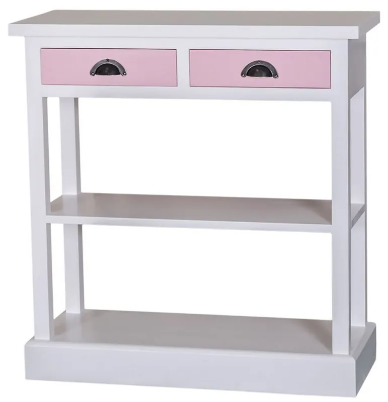 Casa Padrino consola de cocina de estilo country blanco / rosa 85 x 35 x H. 89 cm - Consola de Estilo Country con 2 Cajones Geprüft