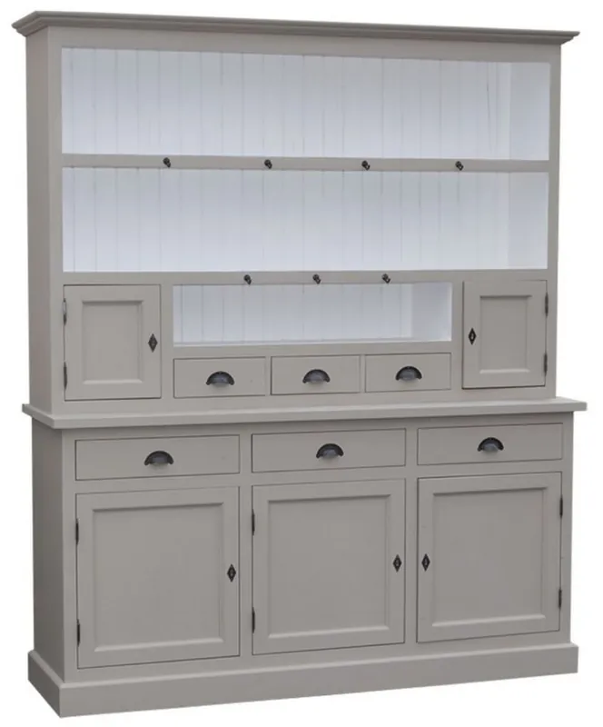 Casa Padrino gabinete de cocina estilo country gris / blanco 178 x 50 x H. 210 cm - Gabinete de Cocina de 2 Piezas con 5 Puertas y 6 Cajones Schnäppchen