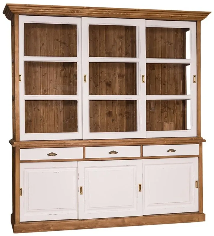 Casa Padrino Gabinete de Cocina Estilo Country Marrón / Blanco Antiguo 206 x 53 x H. 219 cm - Gabinete de Cocina de 2 Piezas con 6 Puertas Corredizas y 3 Cajones Jetzt Bestellen