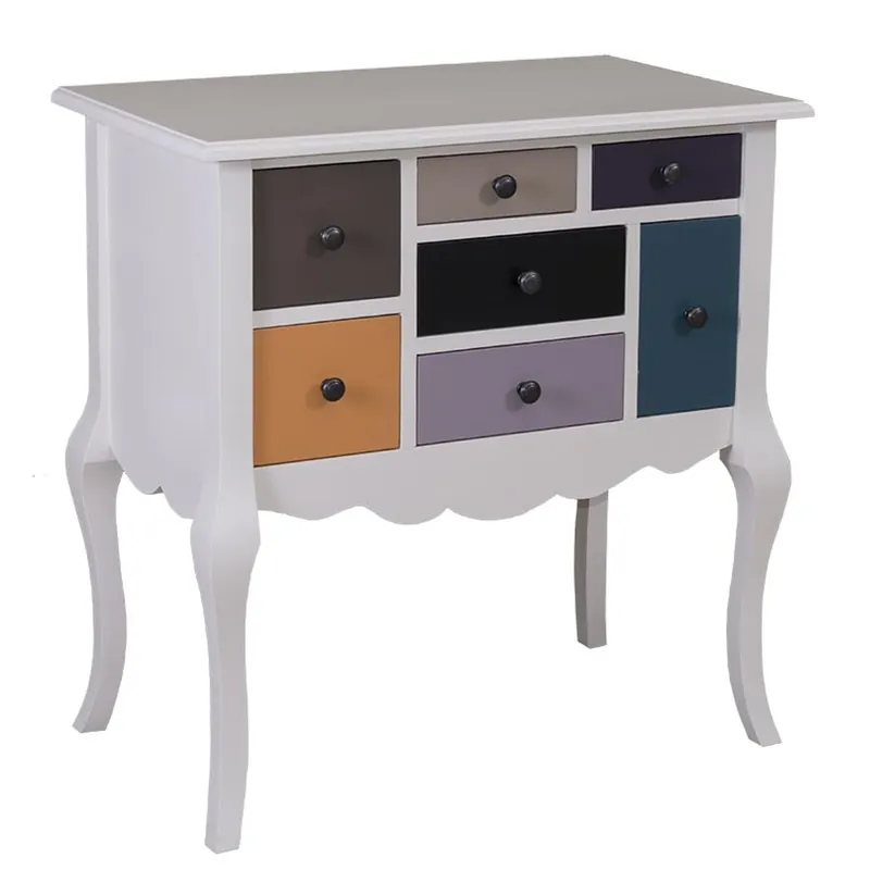 Cómoda Casa Padrino con 7 cajones gris / multicolor 80 x 48 x H. 82 cm - Muebles de estilo rural Bestpreis