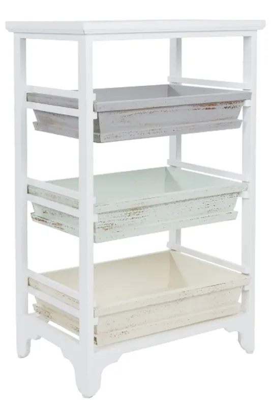 Casa Padrino Armario Estilo Rural Blanco / Multicolor 54 x 32 x H. 86 cm - Estante Shabby Chic Hecho a Mano con 3 Compartimentos Kracherpreis