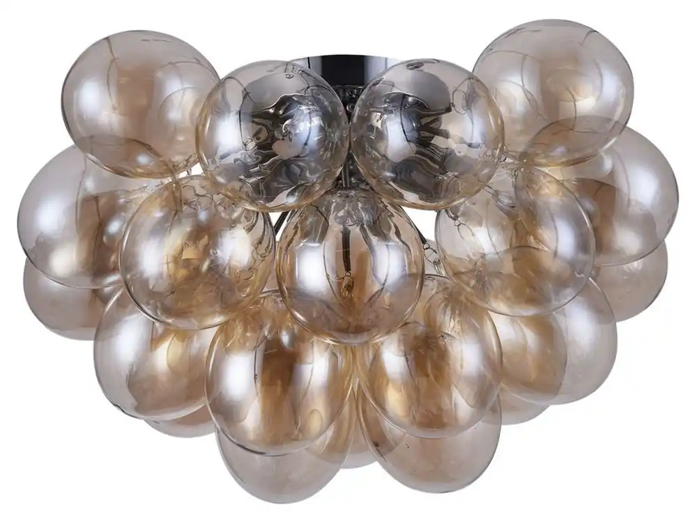 Neue Kollektion Casa Padrino salón lámpara de techo ámbar / plata Ø 50 x H. 32 cm - Plafón Moderno