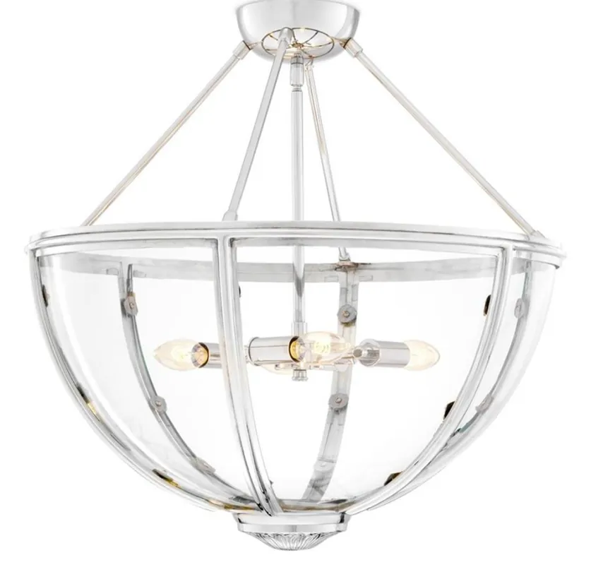 Direkt Vom Hersteller Casa Padrino lámpara de techo de lujo plata Ø 60 x H. 55 cm - Lámpara de Techo para Hotel y Restaurante