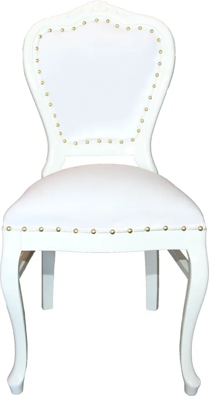 Ausverkauf Silla de comedor barroca de lujo Casa Padrino blanca / blanca - Luxury Quality
