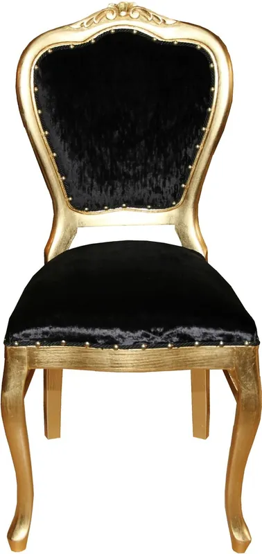 Silla de comedor barroca de lujo Casa Padrino negro / oro - Luxury Quality Highlight