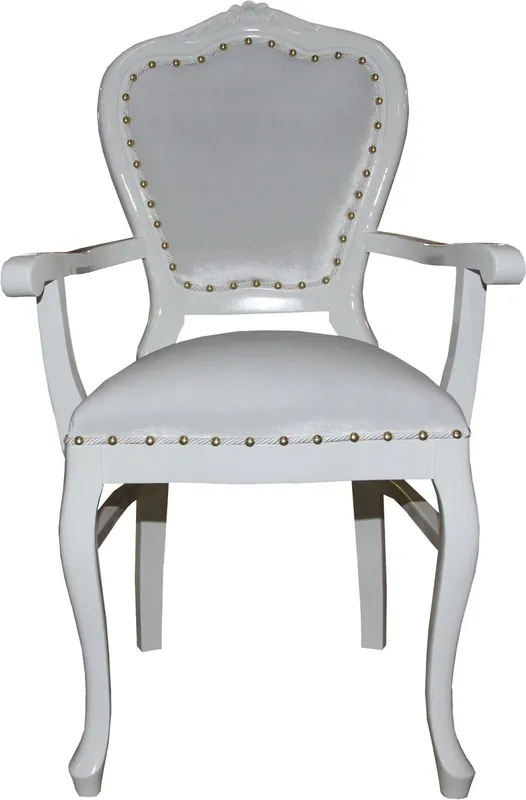 Beliebt Silla de lujo barroca Casa Padrino Luxury con brazos blanco / blanco - Silla de tocador de señora - Edición limitada