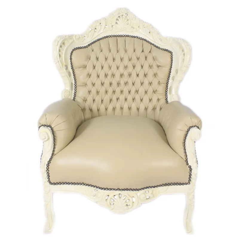 Casa Padrino Sillón Barroco King Crema / Crema de cuero - Muebles estilo antiguo Begrenztes Angebot