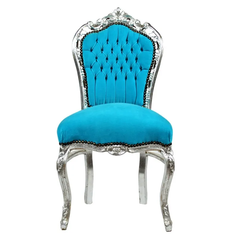 Neuheit Silla Casa Padrino barroco Cena Turquesa / plata