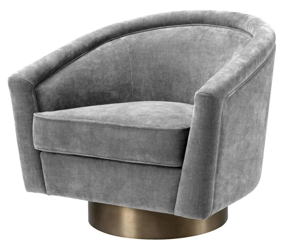 Casa Padrino sillón giratorio gris / oro mate 85 x 76 x H. 76 cm - Muebles Lounge de Lujo Finale Aktion