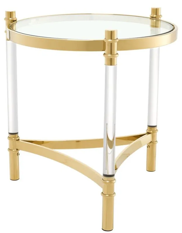 Casa Padrino mesa auxiliar para sala de estar oro Ø 50 x H. 55 cm - Colección de Lujo Echt