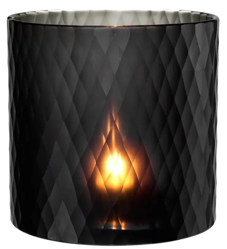 Must-Have Casa Padrino Portacandelitas de Cristal Negro Ø 20 x H. 20 cm - Portacandelitas de Lujo