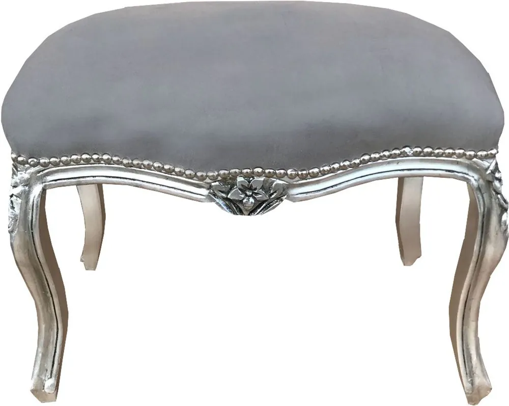 Casa Padrino Barroco Otomano Gris / Plateado - Muebles de estilo antiguo - Taburete columpio para mujer Bestseller
