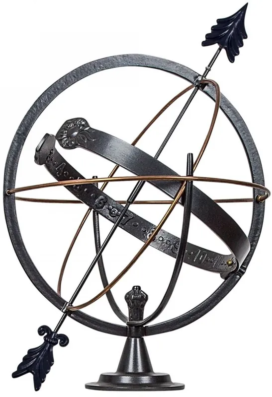 Casa Padrino Art Nouveau Garden Deco Reloj de Sol Antracita / Cobre Ø 45 x H. 50 cm - Decoración de Lujo en el Jardín Top-Seller