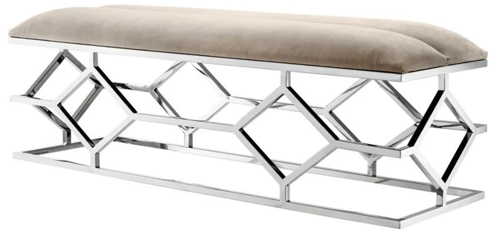 Casa Padrino banco de lujo gris / plata 140 x 45 x H. 48 cm - Muebles de Lujo Jetzt Bestellen