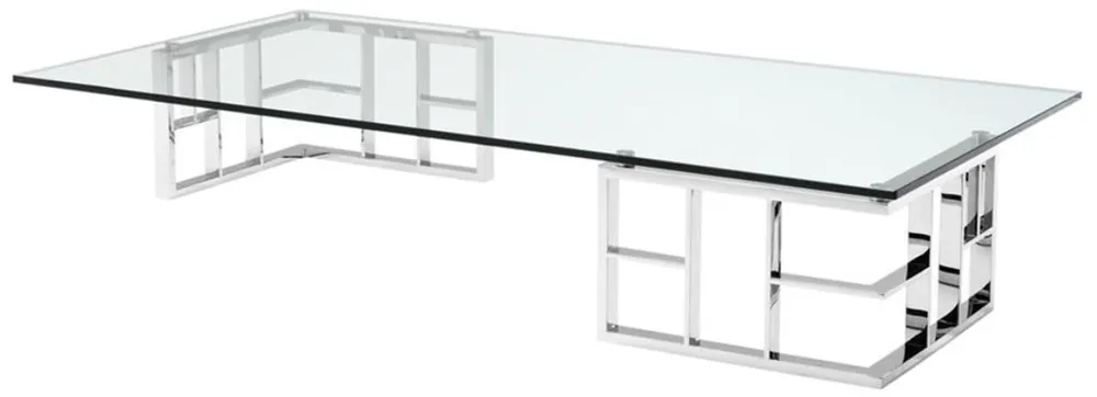 Nur Für Kurze Zeit Casa Padrino mesa de centro / mesa de salón de plata 180 x 90 x H. 32,2 cm - Colección de Lujo