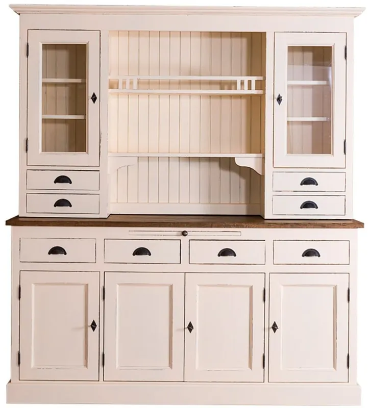 Must-Have Casa Padrino Country Style Mueble de Cocina Crema Antiguo / Marrón 179 x 50 x H. 197 cm - 2 piezas Armario de cocina Shabby Chic con 6 puertas y 8 cajones