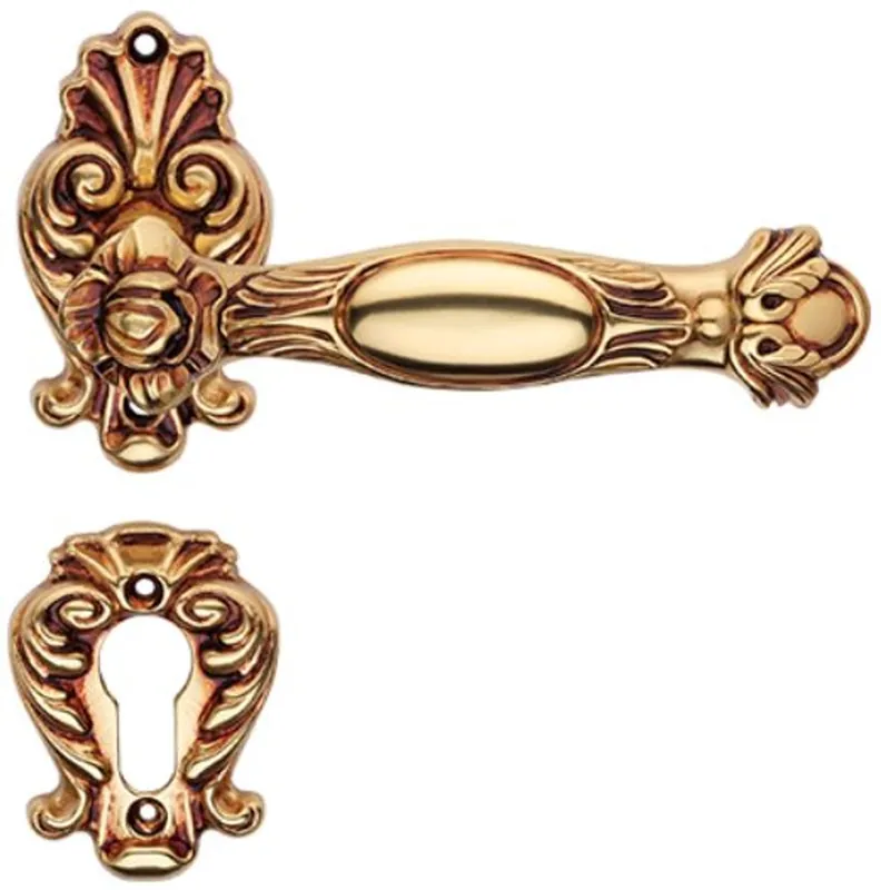 Casa Padrino conjunto de manija de puerta barroco oro francés 15 x H. 8,2 cm - Accesorios de Decoración Barroco Bestseller
