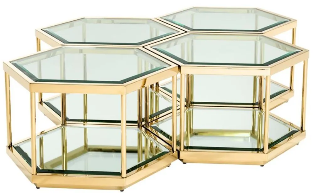Casa Padrino mesa de centro / mesa de estar de lujo conjunto de 4 oro 60 x 52 x H. 36 cm - Muebles de Sala Wochenendangebot