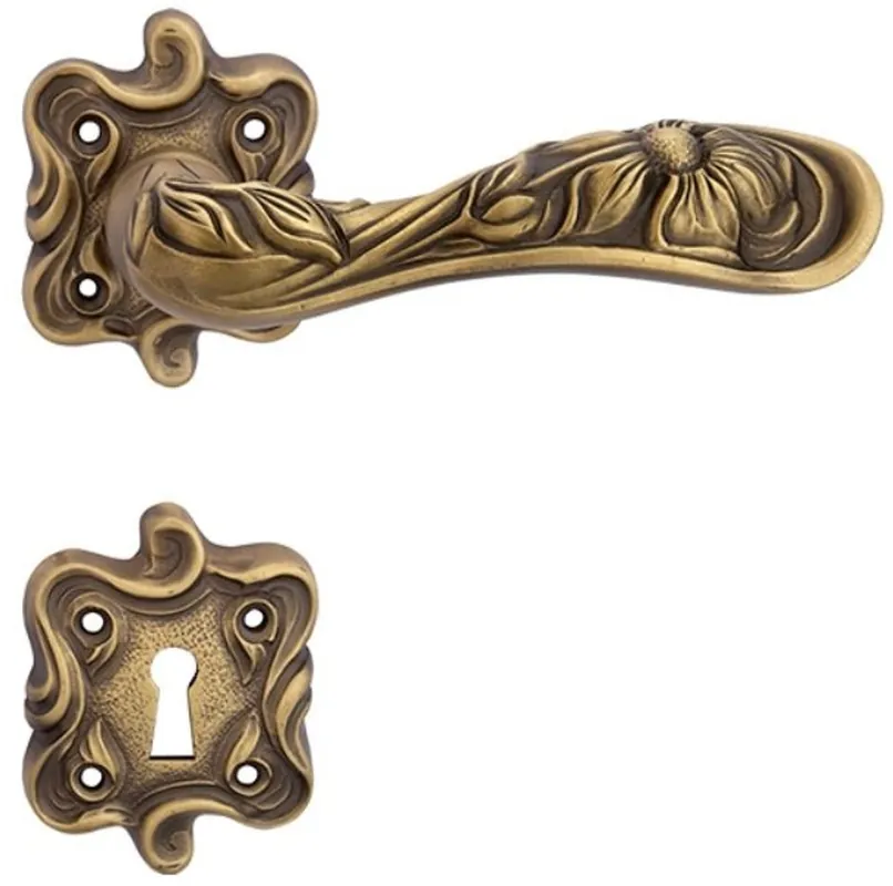 Mega-Angebot Casa Padrino conjunto de manija de puerta barroco latón patinado 14 x H. 6,8 cm - Accesorios de Hotel y Restaurante Barroco