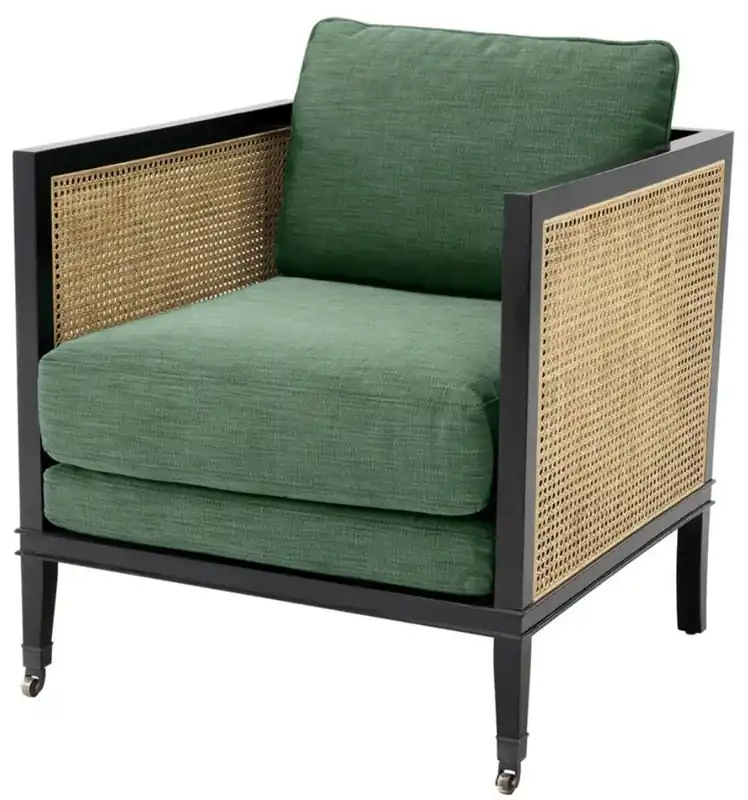 Casa Padrino Sillón de Lujo Verde / Negro / Natural 71 x 68,5 x H. 84 cm - Muebles para Hoteles Expressversand