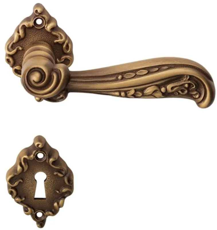 Sonderaktion Casa Padrino conjunto de manija de puerta barroco latón patinado 13 x H. 6,5 cm - Manijas de Estilo Barroco