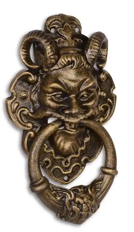 Aldaba de la puerta de Casa Padrino Barroco Devil Face bronce de hierro fundido 32.7 cm - Antique Jugendstil Gründerzeit Markenprodukt