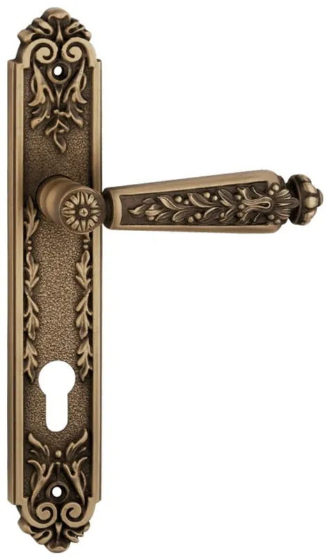 Casa Padrino conjunto de manija de puerta barroco latón patinado 13,5 x H. 25,5 cm - Muebles Barroco Schneller Versand