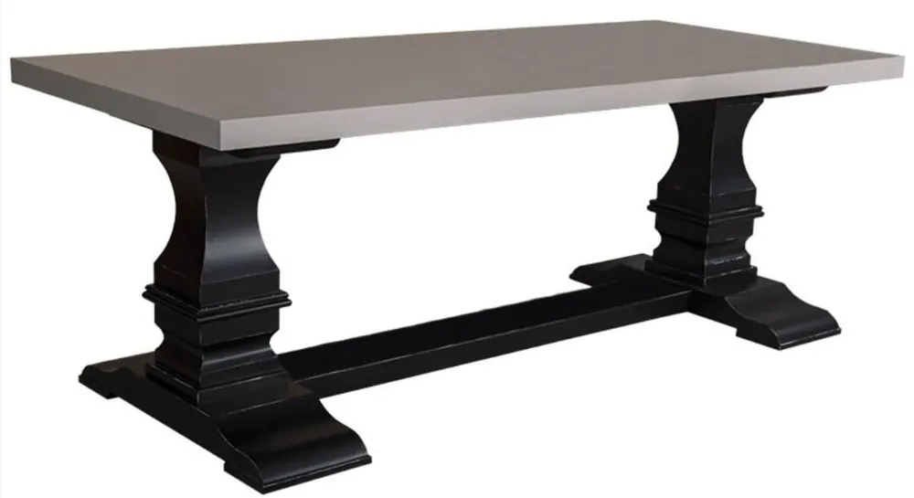 Casa Padrino Mesa de Cocina Estilo Rural Gris / Negro Antiguo 210 x 90 x H. 78 cm - Mesa de Comedor de Estilo Rural Neuheit