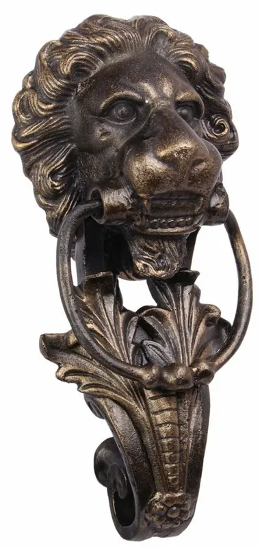 Casa Padrino barroco hierro fundido cabeza de león puerta golpeador bronce H. 41 cm - Accesorios de Decoración Barroco Garantierte Lieferung