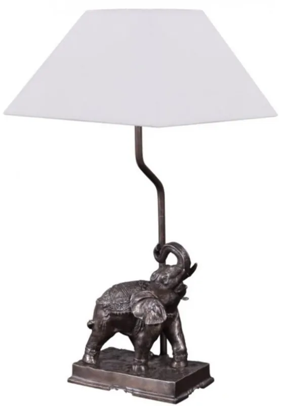Casa Padrino lámpara de mesa elefante bronce 35 x 29 x H. 50 cm - Lámpara de Mesa de Lujo con Pantalla Blanco Preis Gesenkt