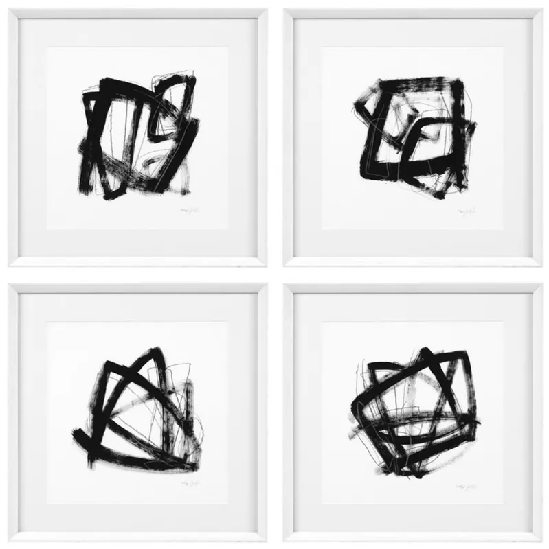 Nur Für Kurze Zeit Casa Padrino imágenes deco de diseñador de 4 negro / blanco 58 x H. 58 cm - Impresiones de Arte de Lujo