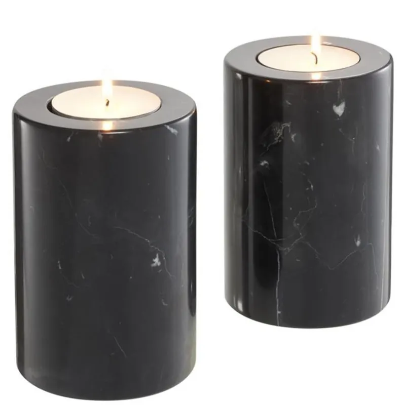 Begrenztes Angebot Casa Padrino soporte de candelita de lujo de mármol negro Ø 10 x H. 15 cm - Accesorios de Decoración de Hoteles y Restaurantes