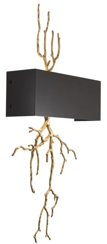 Direkt Vom Hersteller Casa Padrino lámpara de pared de latón de lujo con pantalla de metal latón antiguo / negro 40,5 x 12,5 x H. 84 cm - Muebles de Lujo