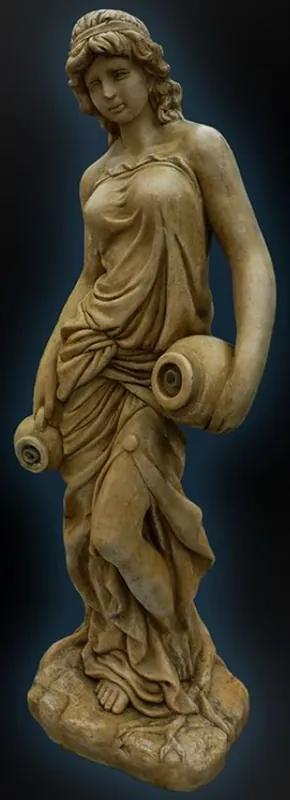 Casa Padrino Gárgola Art Nouveau Mujer con 2 Jarras Ø 26 x H. 80 cm - Decoración de Jardín Barroco y Art Nouveau Nur Heute