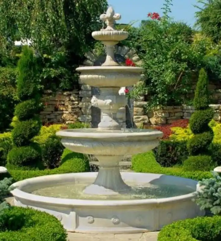 Jetzt Bestellen Casa Padrino Fuente / Fuente del Jardín Barroco Ø 265 x H. 280 cm - Magnífica Fuente de 3 Etapas en Estilo Barroco