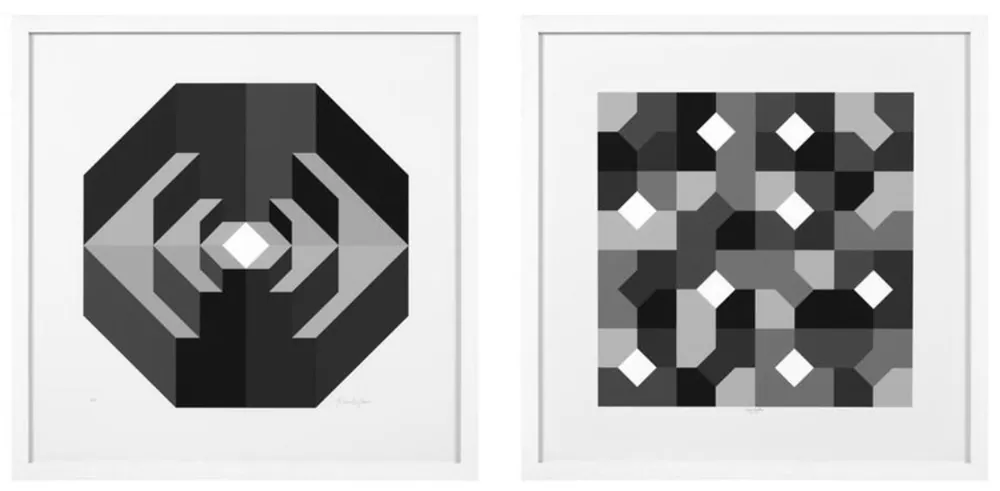 Casa Padrino deco imágenes set arte abstracto negro / gris / blanco 75 x H. 75 cm - Impresiones de arte de lujo con marco de madera Beliebt