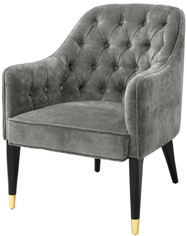 Casa Padrino Sillón de Lujo Gris / Negro / Oro 65 x 80 x H. 88 cm - Muebles Chesterfield Super-Preis