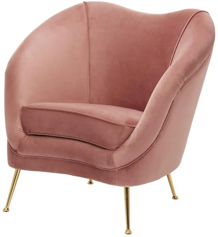 Must-Have Casa Padrino sillón de salón de lujo rosado / latón 85 x 77 x H. 80 cm - Colección de Lujo