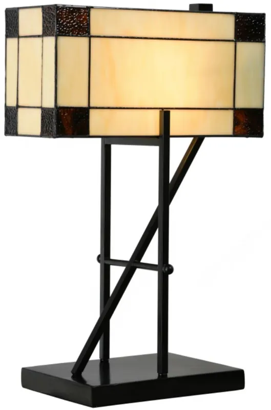 Solange Der Vorrat Reicht Casa Padrino Lámpara de Mesa Tiffany Beige / Negro 35 x 21 x H. 54 cm - Hotel & Restaurant Lámpara de Mesa de Lujo
